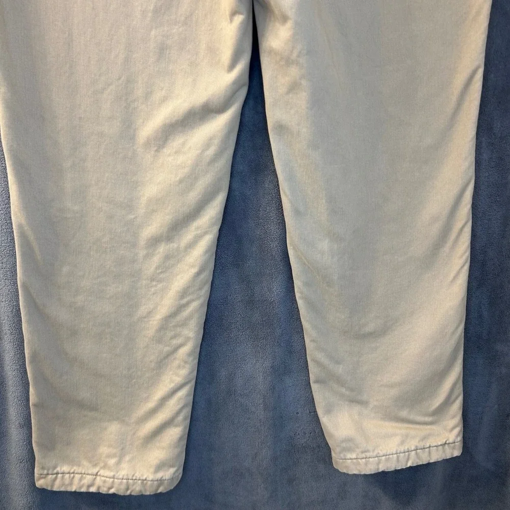 Lands End Mens 34x31 Traditional Fit Plaid Flannel Lined Chino Pants Khaki